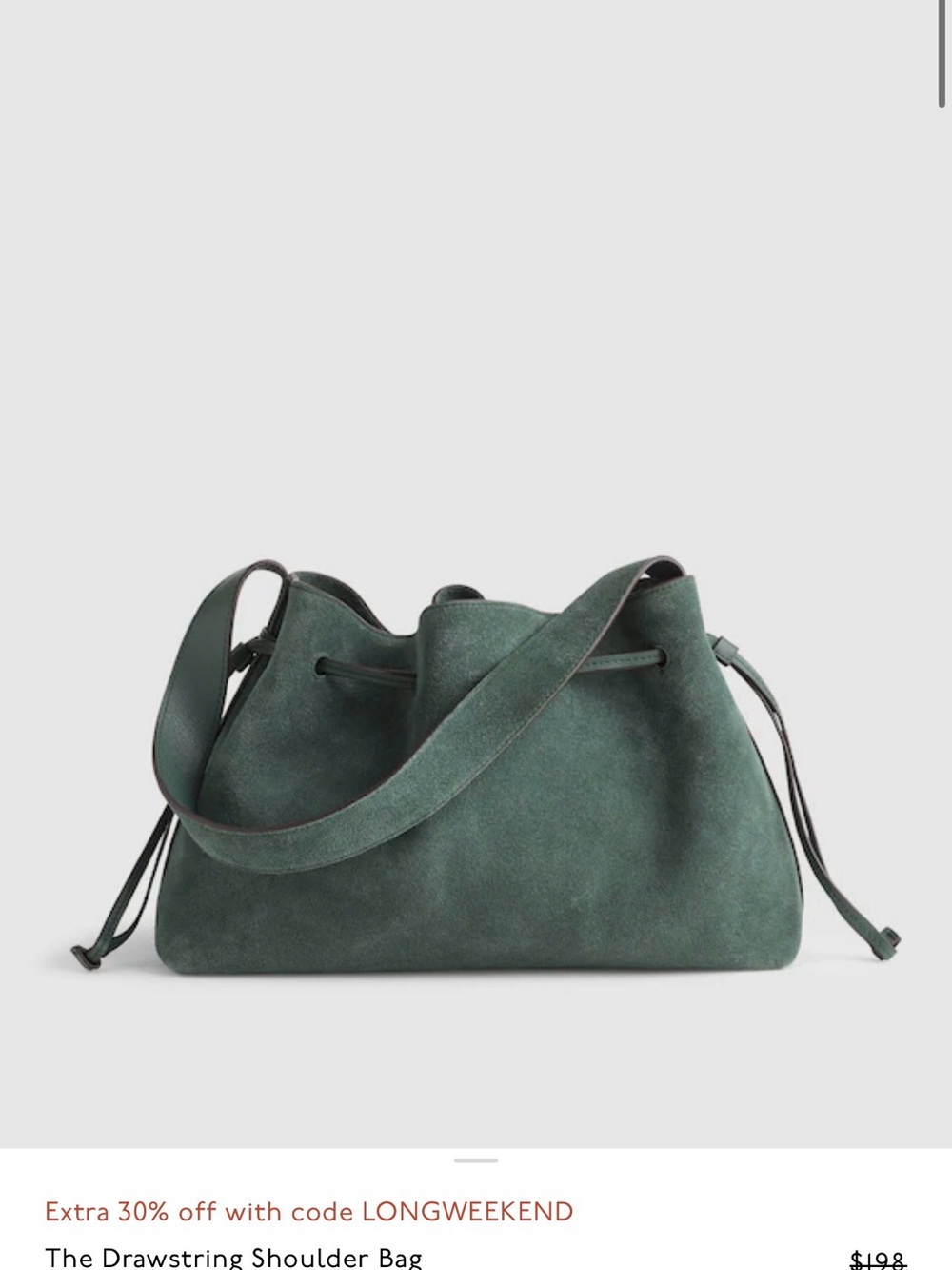 MADEWELL Suede Green Drawstring Shoulder Tote Bag - Picture 10 of 10